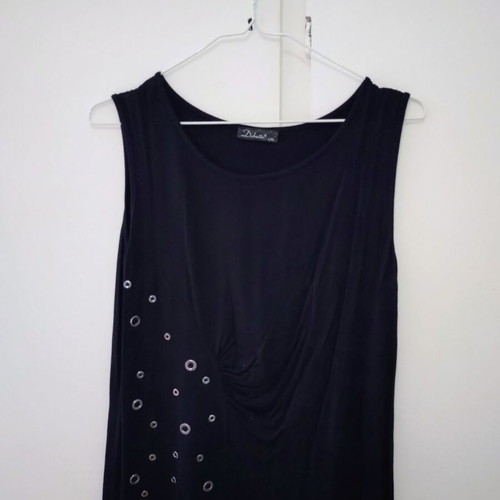 Debutto women's blouse with thick straps, like new, size L/XL, black and silver