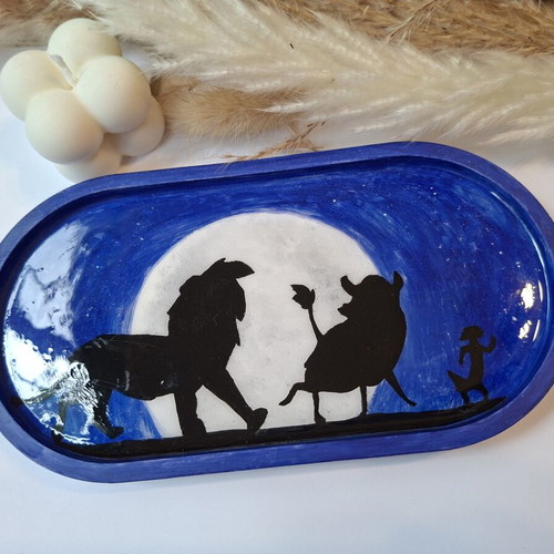 Handmade plaster tray painted with acrylics and UV resin finish
