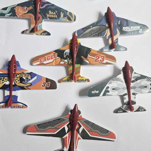 Children's toy gun with paper airplane launcher, new, set of 6 planes