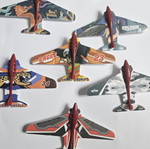 Children's toy gun with paper airplane launcher, new, set of 6 planes
