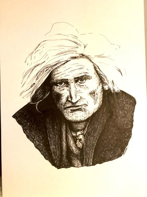 Man Sketch original on acid free watercolor paper 29.7x41cm new