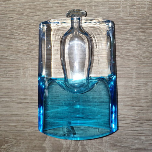 Krosno glass oil candle holder blue and clear, like new