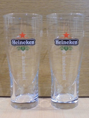 Heineken μπίρα σετ 2 διαφημιστικών ποτηριών 300ml μεταχειρισμένο