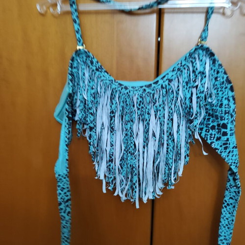 Bikini top with fringes like new, multicolor, size L
