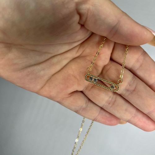 925 necklace with zirconia new, gold color