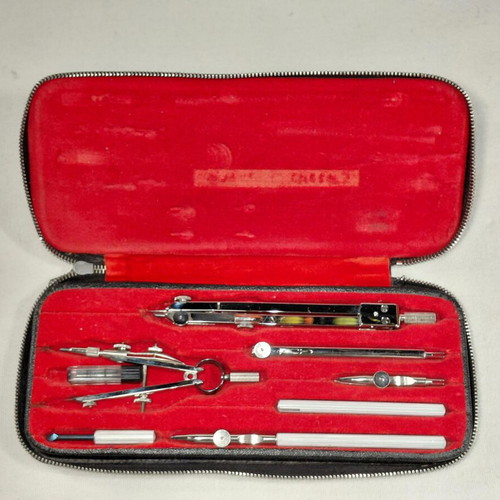 Vintage KIN technical drawing set used, complete