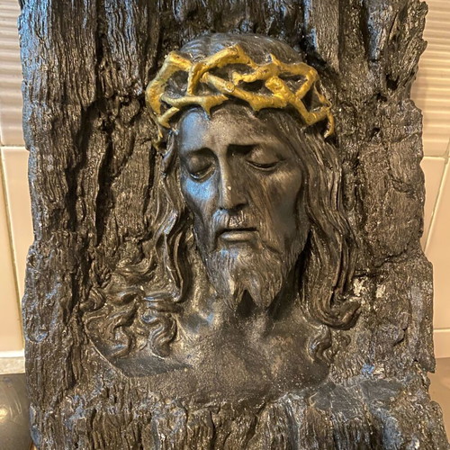 Christ image like new, handmade with fresco technique 30x40 cm