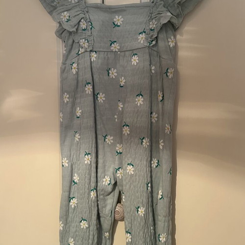 Zara jumpsuit with floral print, turquoise, size 104 cm