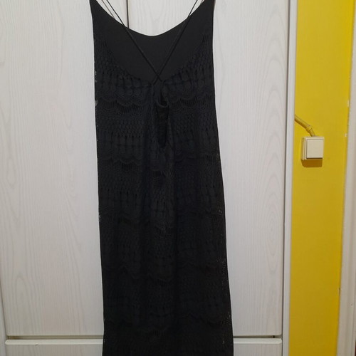 Midi black dress with lace, like new, sizes XXS-XS-S