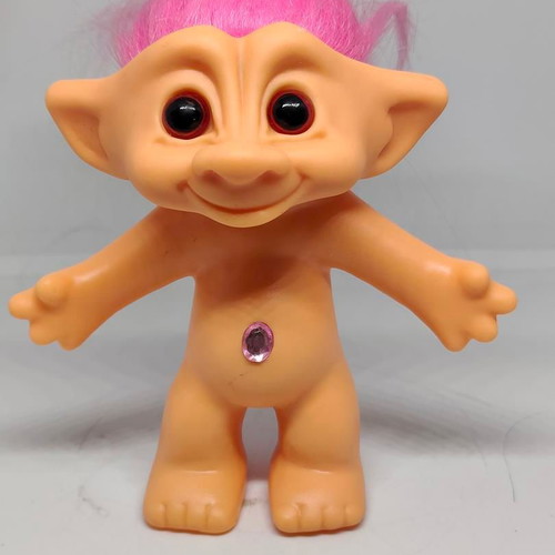 Collectible Efxoulis Troll Doll with Pink Hair and Crystal like new
