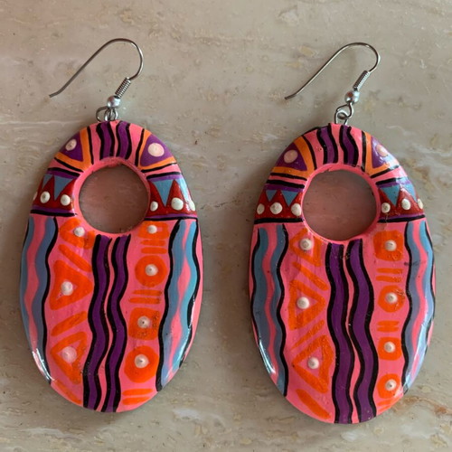 Vintage wooden earrings handmade, new, ethnic tribal designs