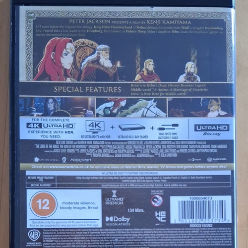 The Lord of the Rings The War of the Rohirrim 4K Ultra HD Blu-Ray like new