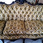  Σαλόνι αποτελούμενο από Louis XV χειροποίητο καναπέ και καρέκλες με τραπέζια από ξύλο και μάρμαρο
