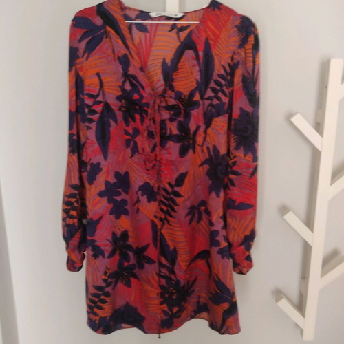 Mini dress Zara satin-type caftan Large like new