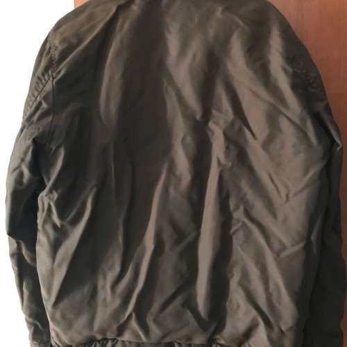 Trussardi men's jacket used, brown with blue rib collar