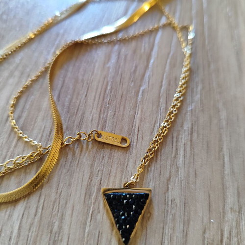 Double stainless steel necklace new, yellow gold color