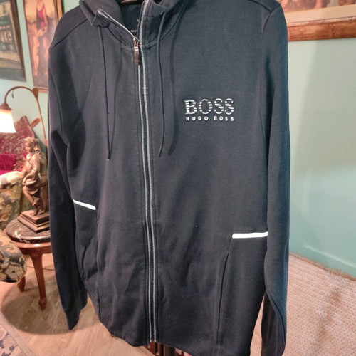 Boss men's hoodie jacket like new, large slim fit, blue