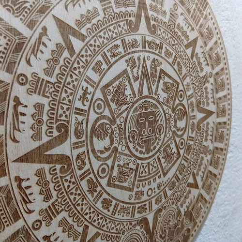 Mayan Sun Calendar wooden cnc laser engraved new
