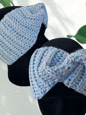Handmade blue and silver ear warmer headband new