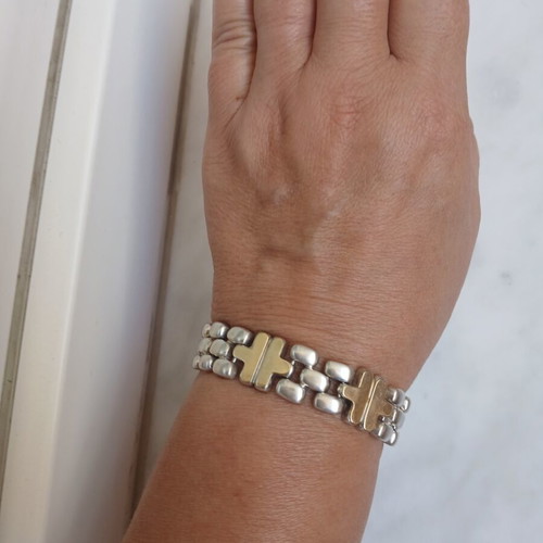 925 silver and 585 gold bracelet, 18 cm, 32 g, Follei Folli