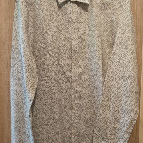 Zara men's floral slim fit shirt used, white, size L