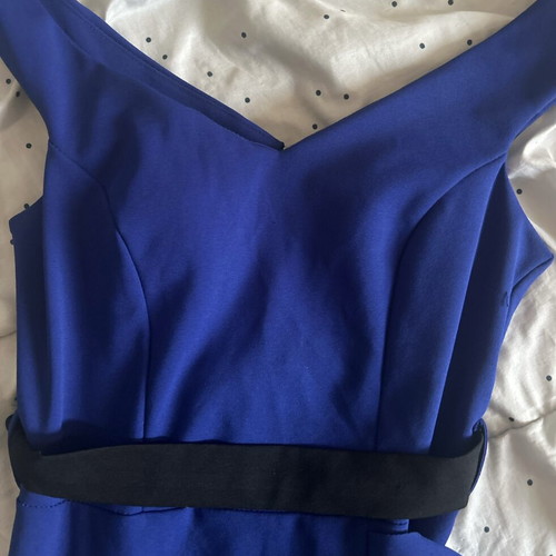 Blue formal dress, one size, elastic with neckline detail