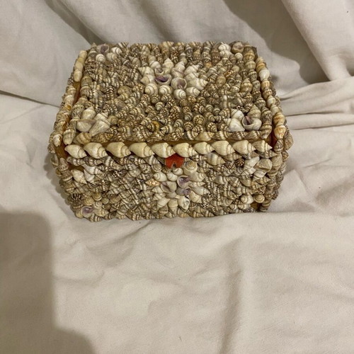 Jewelry storage box new, shell with beige velvet