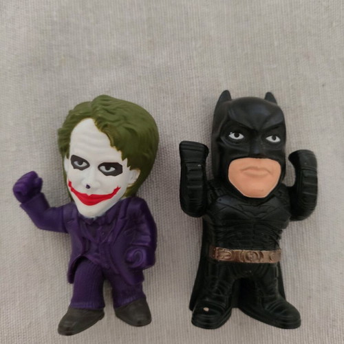 Batman Dark Knight and Joker 7cm figures like new, 2008 Nestle