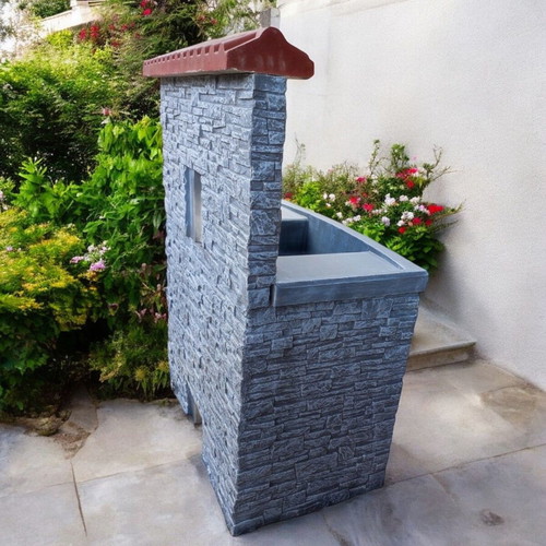Maria Garden Fountain in Gray and White Concrete, New