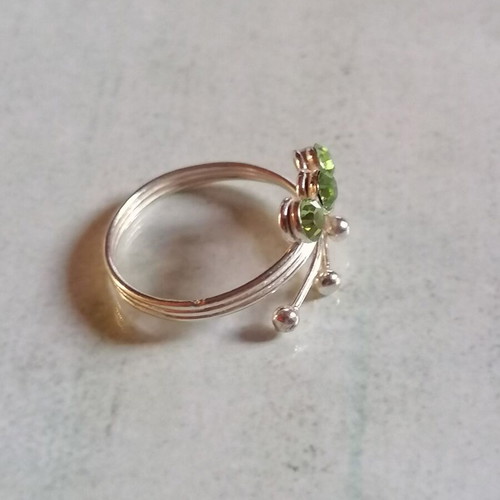 Silver 925 Toe Ring with Green Strass New