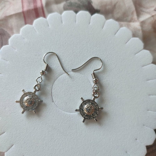 Handmade carved steering wheel earrings new