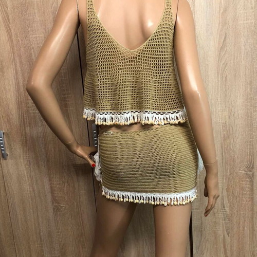 Knitted Beach Set Skirt, Top. Brand new.