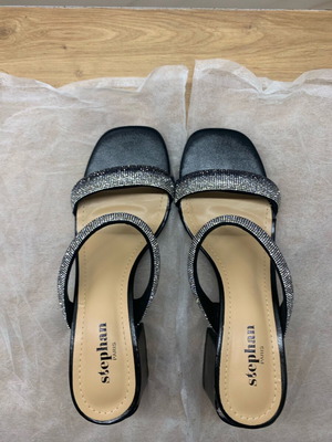 Stephan Paris sandals like new, black with silver rhinestones, size 39