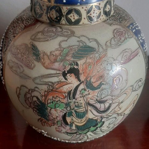 Satsuma vases used, hand painted, sizes 17 and 23 cm