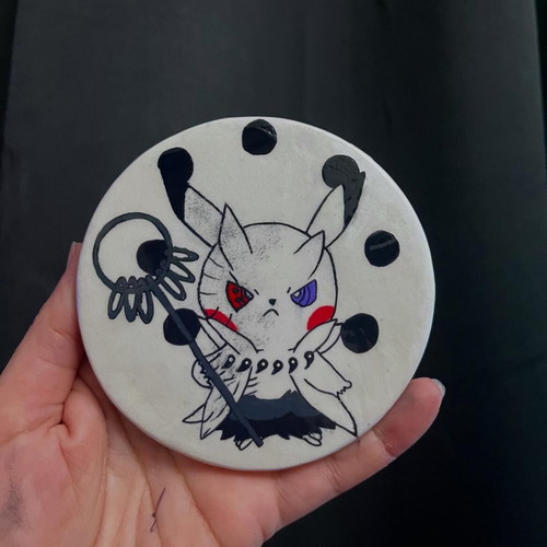 Pikatchu Uchiha Handmade Clay Coaster new