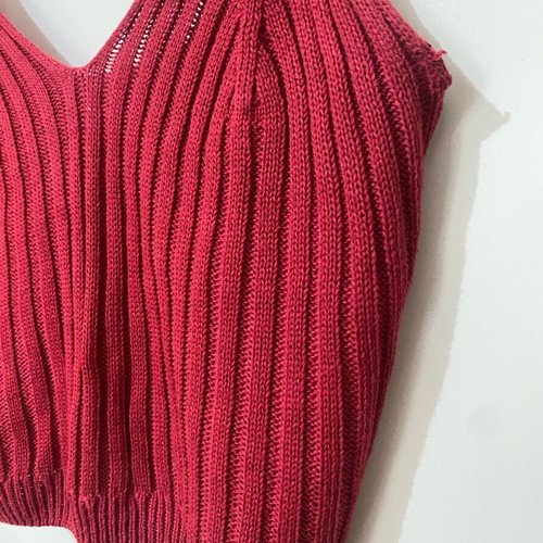 Red ribbed knit crop top like new, size S