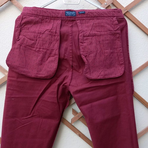 Nukutavake men's jeans used, slim fit, dark burgundy