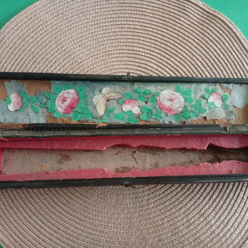Antique Chinese Fan Case 19th Century Canton Export & Authentic Vintage Spanish Fan