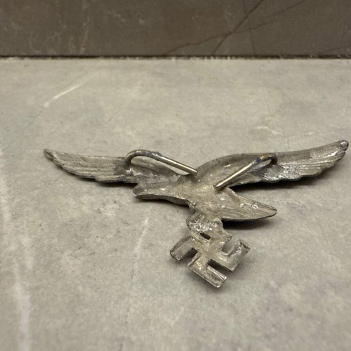 German WWII Cap Eagle Metal Emblem Wehrmacht Militaria
