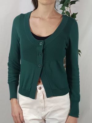 Anonima short-length knitted cardigan dark green like new