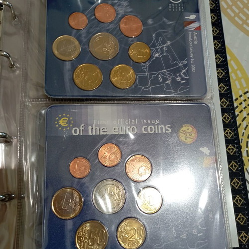 Complete Euro 2002 coin album with 12 countries, Brilliant Uncirculated