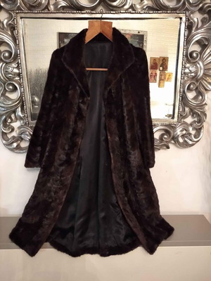 Natural mink fur coat like new, size L, with fur hat