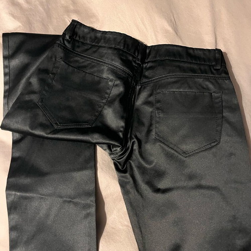 Satin-type pants black like new, mid-low waist