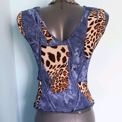 Women's bustier with leopard denim print like new