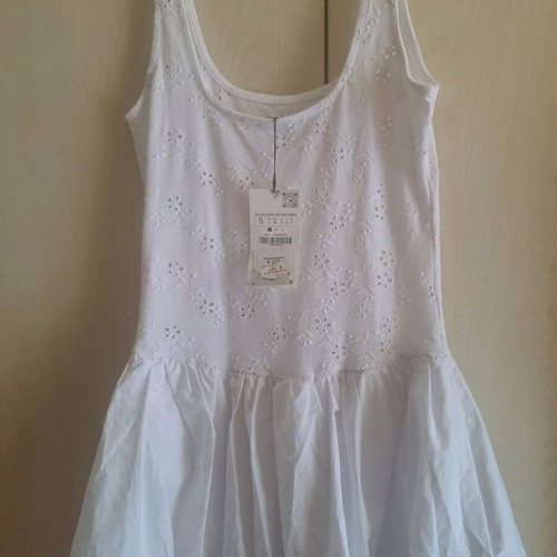 Zara summer dress white with straps, new