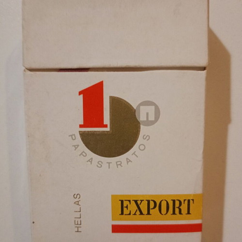 Papastratos-Assos-Export cigarette pack used, empty hard case