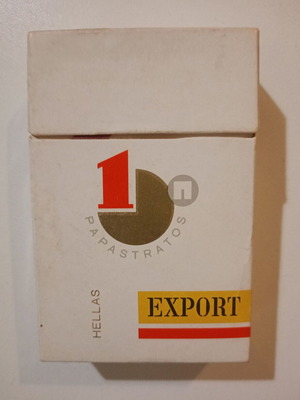 Papastratos-Assos-Export cigarette pack used, empty hard case