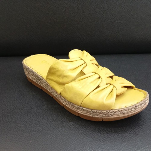 Yellow leather platform sandals, size 37