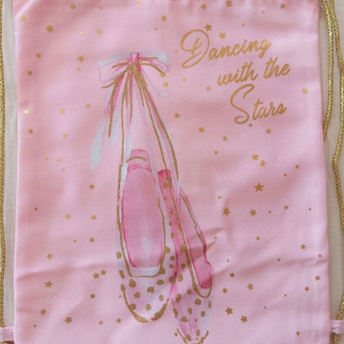 Children's pink drawstring bag with gold details new