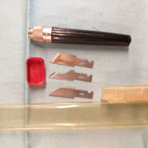 Rare utility knife used from 1950 with three attachments and case